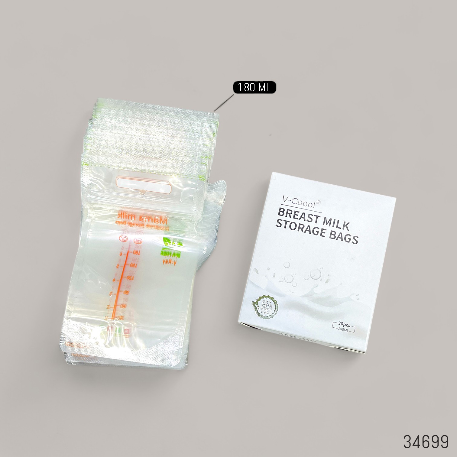 V-Coool Breast Milk Storage Bag 180ml -30pcs (China)